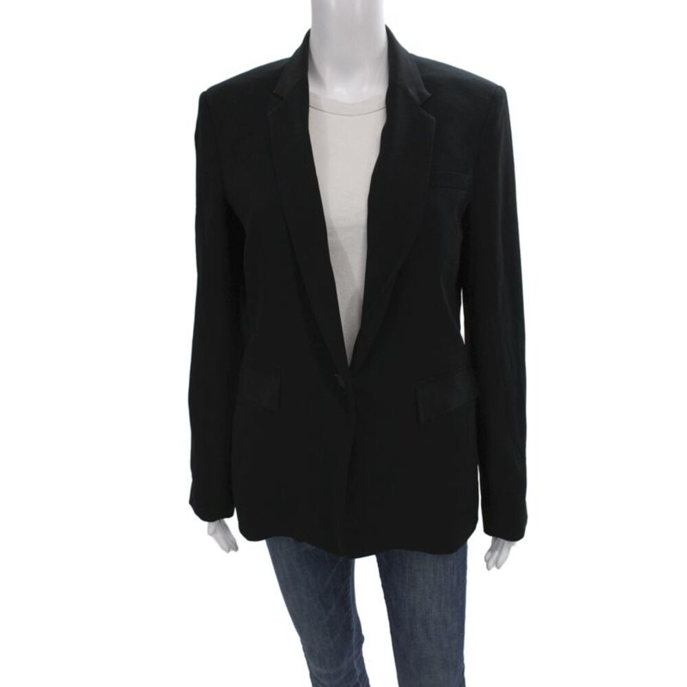 Rag & Bone womens Polyester Blend Long Sleeve Blazer Black Size 8
